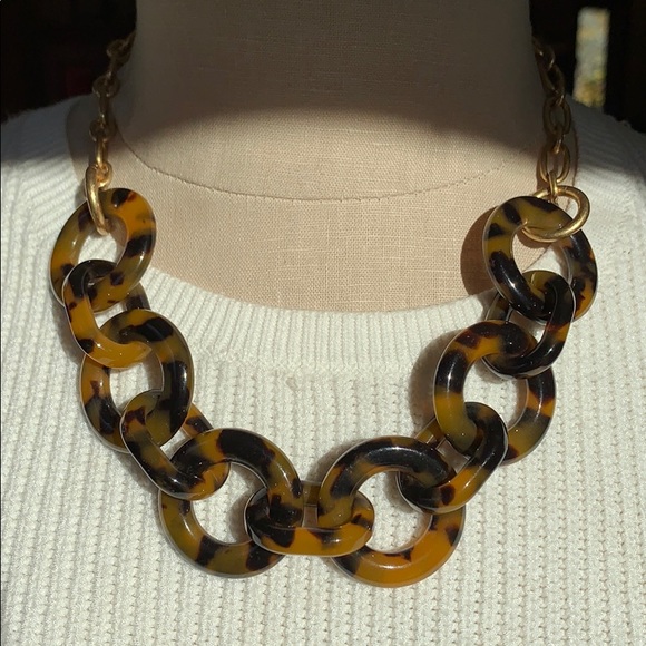 J. Crew Tortoise Shell Enamel Loop Necklace - Picture 5 of 12